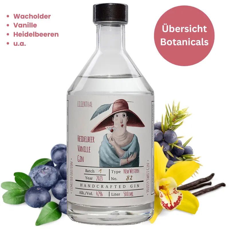 Botanicalübersicht LILIENTHAL Heidelbeer Vanille Gin