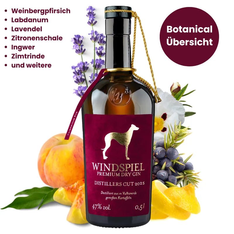 Botanicalübersicht Windspiel London Dry Gin Distiller´s Cut 2025