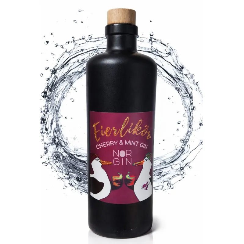 Norgin Premium Eierlikör Cherry & Mint mit Wasserspritzern