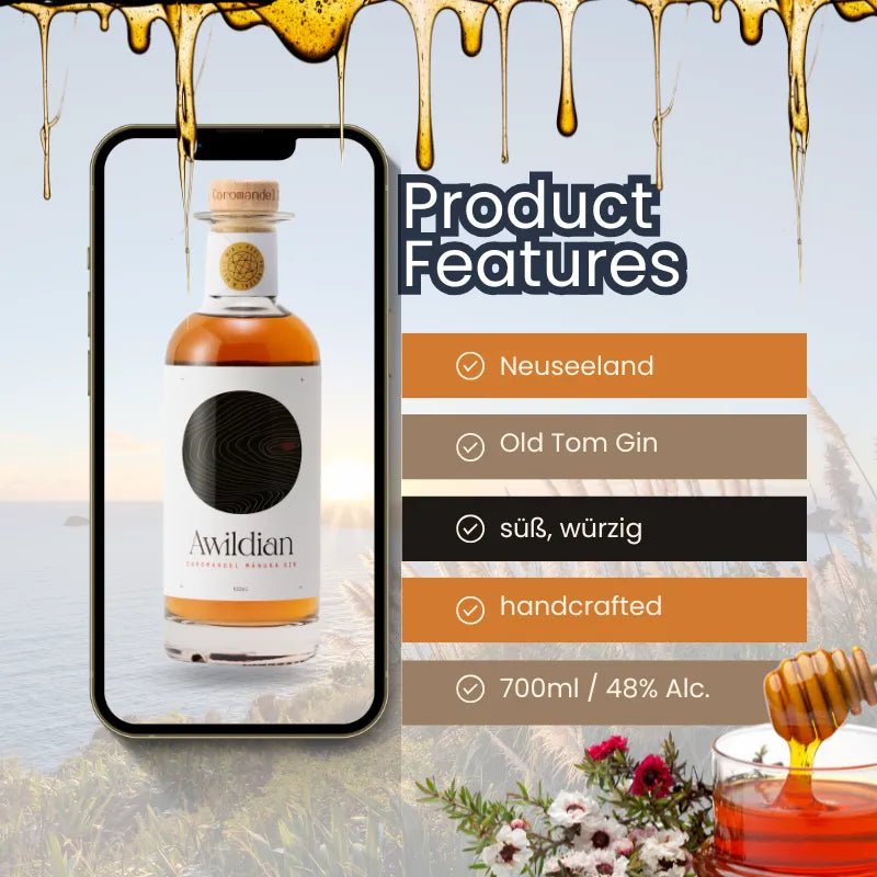 Product Features Awildian Coromandel Manuka Gin
