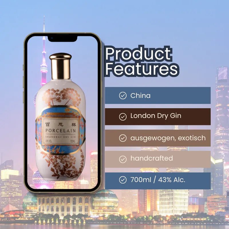 Product Features Porcelain Shanghai Dry Gin