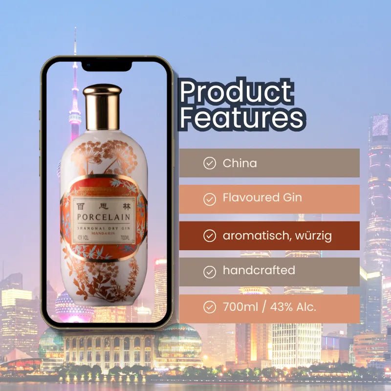 Product Featrues Porcelain Shanghai Dry Gin Mandarin