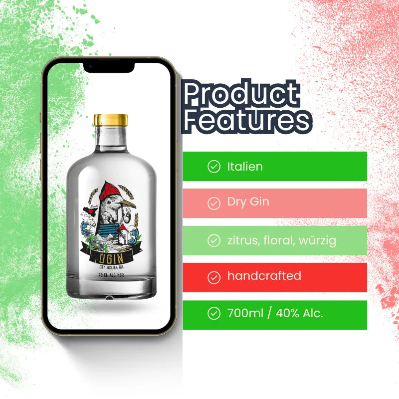 Product Features UGIN Dry Sicilian Gin
